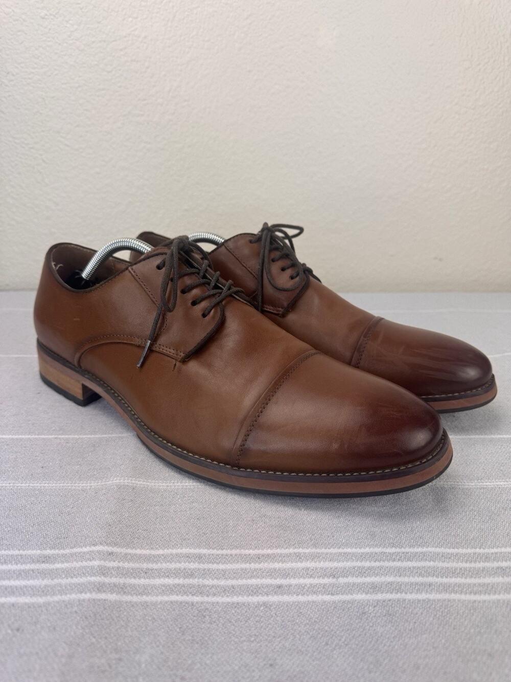 Men’s Florsheim Midtown Cap Toe Oxford Leather Dress Shoe Cognac Brown 12 D